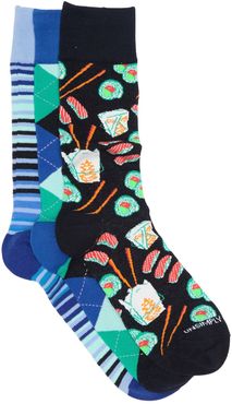 Unsimply Stitched Printed Crew Socks - Pack of 3 at Nordstrom Rack