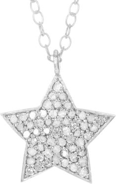 ADORNIA Fine Rhodium Plated Sterling Silver Pave Diamond Star Pendant Necklace - 0.40 ctw at Nordstrom Rack