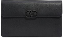 Large Vsling Leather Flat Pouch - Black
