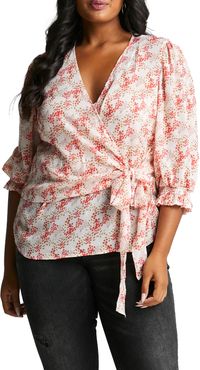 Plus Size Women's Estelle Spritzer Wrap Front Blouse