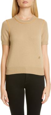 Constance Tb Monogram Piped Cashmere Sweater