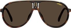 62mm Aviator Sunglasses - Dark Havana/ Brown