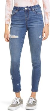 Ripped Organic Cotton Blend High Waist Ankle Skinny Jeans