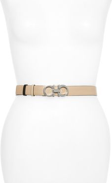 Double Gancio Reversible Leather Belt Bisque/ Nero