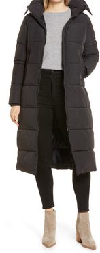Miley Water Repellent Long Quilted Coat With Removable Hood