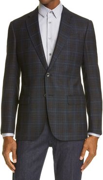 G Line Slim Fit Windowpane Wool Sport Coat