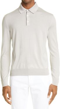 Ermengildo Zegna Cashseta Long Sleeve Cashmere & Silk Polo Shirt