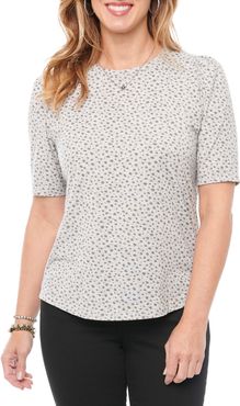 Plus Size Women's Wit & Wisdom Cheetah Print Puff Sleeve T-Shirt