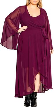 Plus Size Women's City Chic Fleetwood Long Sleeve Wrap Maxi Dress