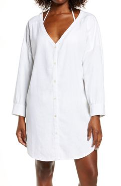 Oversize Linen Blend Cover-Up Shirt
