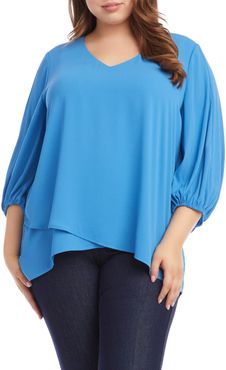 Plus Size Women's Karen Kane Crossover Blouson Sleeve Crepe Top