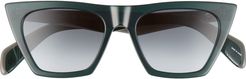 51mm Cat Eye Sunglasses - Grey Green/ Green Shaded