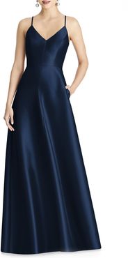 Crossback Satin Twill A-Line Gown