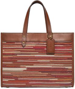 Field Upcycled Woven Leather Tote - Brown