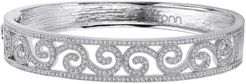 LaFonn Platinum Plated Sterling Silver Pave Diamond Filigree Detail Bangle Bracelet at Nordstrom Rack