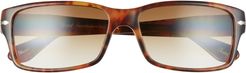 58mm Rectangle Sunglasses - Brown/ Brown Gradient