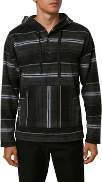 Newman Stripe Fleece Henley Hooded Poncho