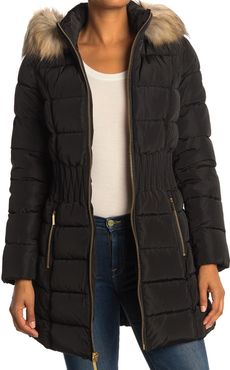 Laundry By Shelli Segal Faux Fur Hood Quilted Puffer Jacket at Nordstrom Rack