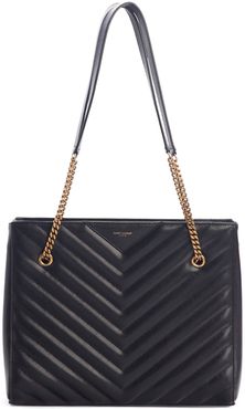Medium Tribeca Quilted Calfskin Leather Tote - Black
