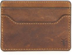 Logan Leather Money Clip Card Case - Brown