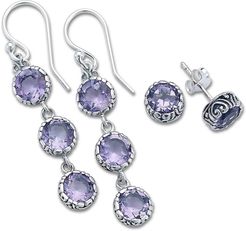 Samuel B Jewelry Sterling Silver Amethyst Earrings Set at Nordstrom Rack