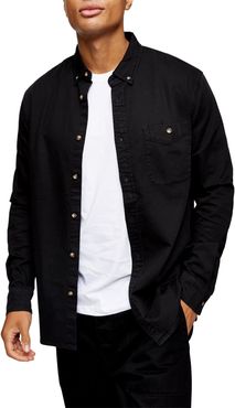 Stretch Denim Button-Down Shirt