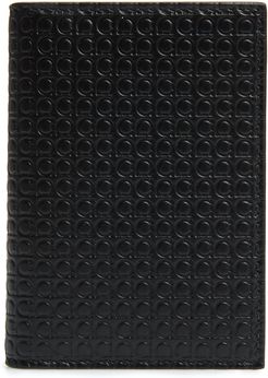 Gancini Leather Card Case - Black