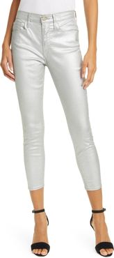 FRAME Ali Metallic High Rise Ankle Crop Skinny Jeans at Nordstrom Rack