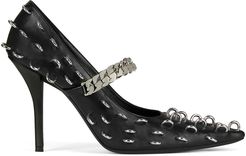 Chain Strap Pierced Pointed Toe Pump