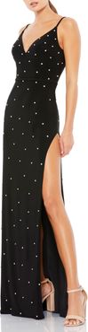 Crystal Dot Side Slit Sheath Gown