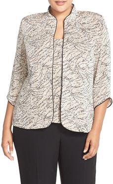 Plus Size Women's Alex Evenings Foiled Print Twinset