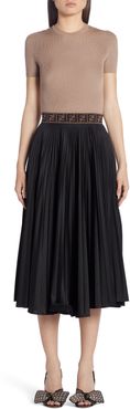 Ff Band Pleated A-Line Midi Skirt