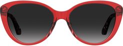 Visalia 55mm Gradient Cat Eye Sunglasses - Red/ Grey Shaded