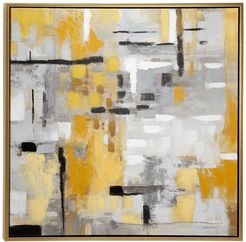 Willow Row 39.5" Large Square Contemporary Abstract Painting In Metallic Gold Wood Frame at Nordstrom Rack