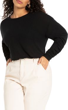 Plus Size Women's Eloquii Gathered Sleeve Knit Top