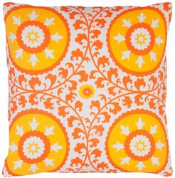 DIVINE HOME Orange & Yellow Suzani Medallions Throw Pillow - 20"x20" at Nordstrom Rack