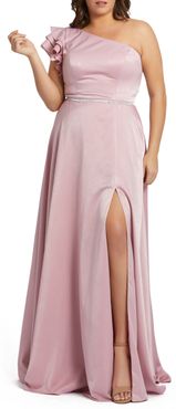 Plus Size Women's MAC Duggal One-Shoulder Satin Gown