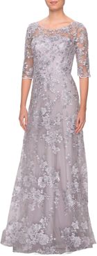 Shimmer Lace A-Line Gown