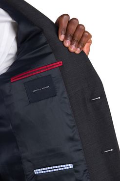 Tommy Hilfiger Charcoal Mini Grid Wool Blend Two Button Notch Lapel Slim Fit Suit at Nordstrom Rack