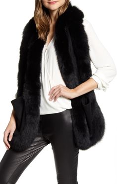 Genuine Fox Fur Trim Wool & Cashmere Wrap