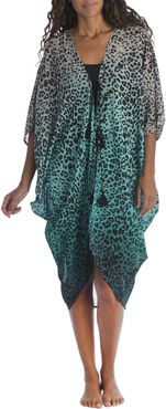 Dip Dye Wild Front Tie Chiffon Cover-Up Caftan