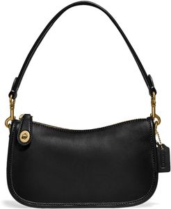 Swinger Glovetanned Leather Shoulder Bag - Black