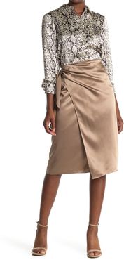 Cinq a Sept Mya Wrap Style Silk Midi Skirt at Nordstrom Rack