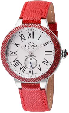 Gevril Women's Astor Enamel Leather Strap Watch, 40mm - 0.0193 ctw at Nordstrom Rack