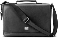 Leather Messenger Bag - Black