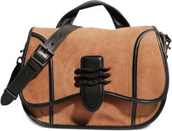 Fierce & Fab Leather Saddle Bag - Beige