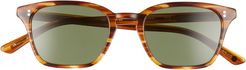 Fuller 50mm Rectangular Polarized Sunglasses - Woodgrain/ Green