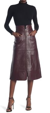 Sea Zip Front Leather Midi Skirt at Nordstrom Rack