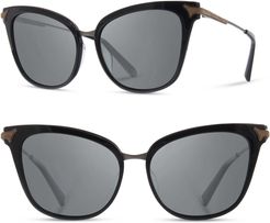 Arlene 56mm Polarized Cat Eye Sunglasses - Black/ Gunmetal/ Grey