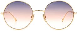54mm Gradient Round Sunglasses - Rose Gold/ Grey Shaded Pink